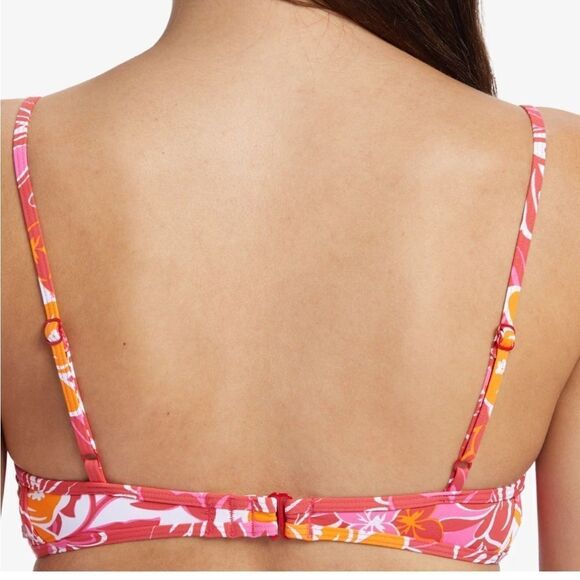 Roxy Juniors Sea Spray Bralette Bikini Top - Hilo Hibiscus Printed Swimsuit Red - Picture 5 of 12